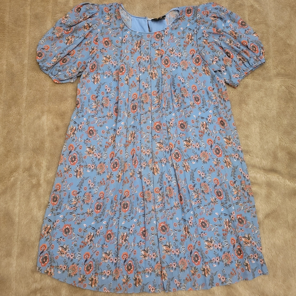 Sachin & Babi Marina Pleated Swing Dress with puffed sleeves in floral print - Picture 4 of 12